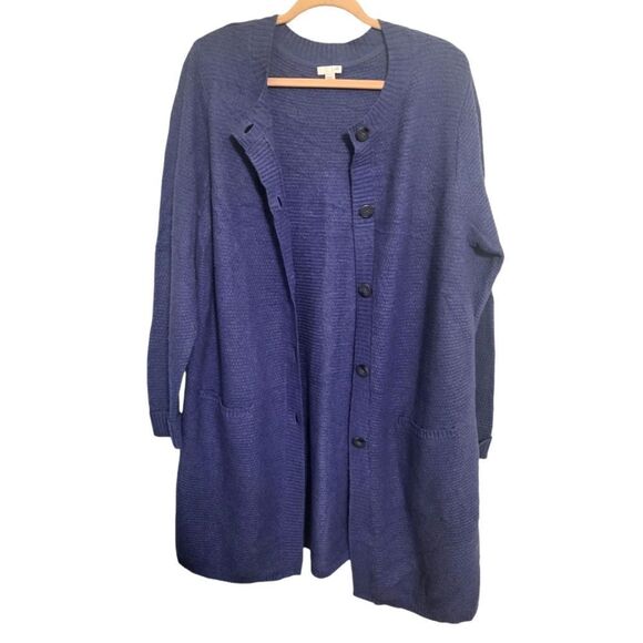 J. Jill Blue Long Fit Button Up Sweater Cardigan. L - Picture 3 of 10